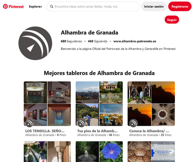 Página Pinterest patronato Alhambra